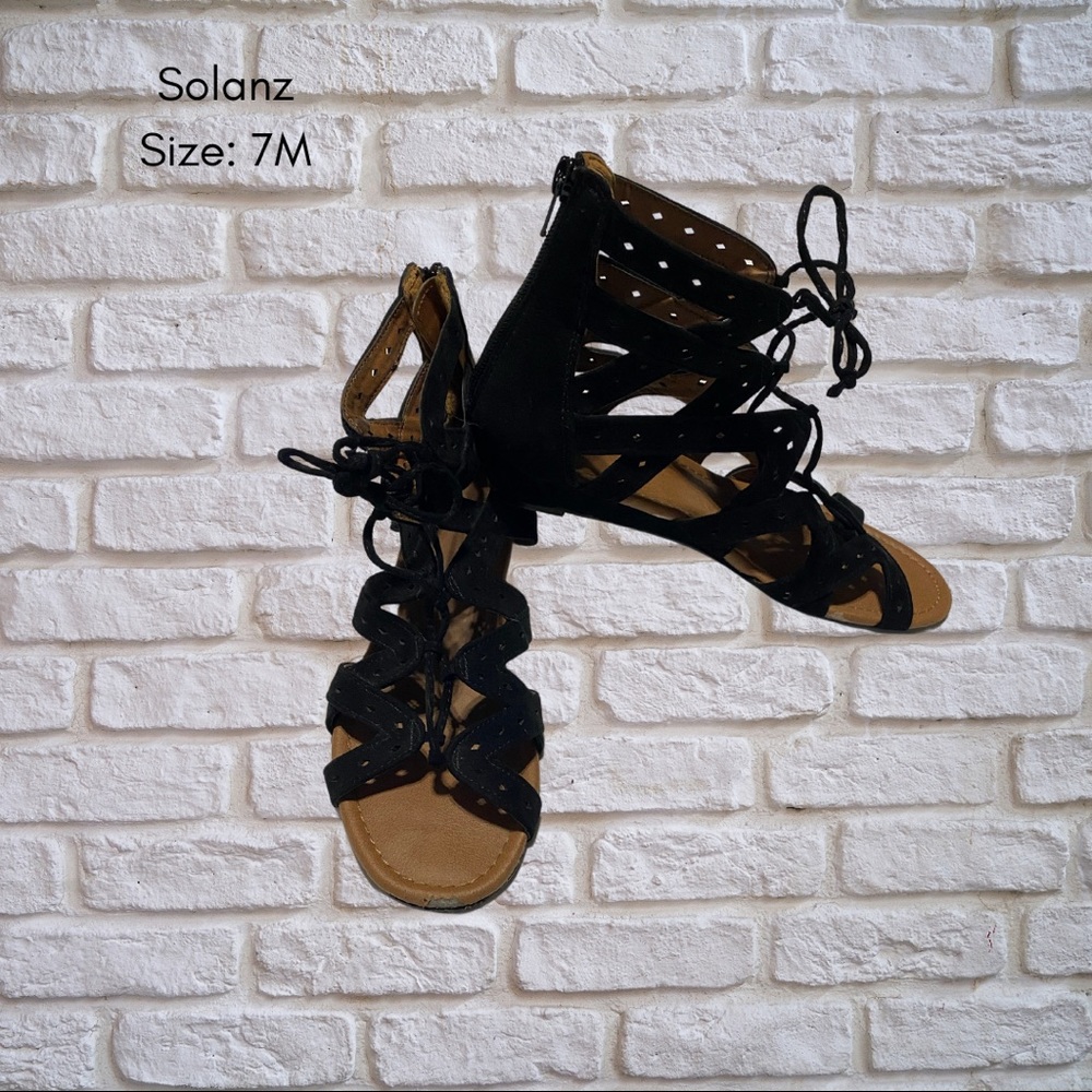 Black Lace Up Sandals